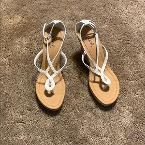 qupid White Wedge Sandals